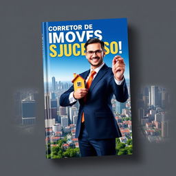 A striking and professional book cover for "Corretor de Imóveis de Sucesso!"