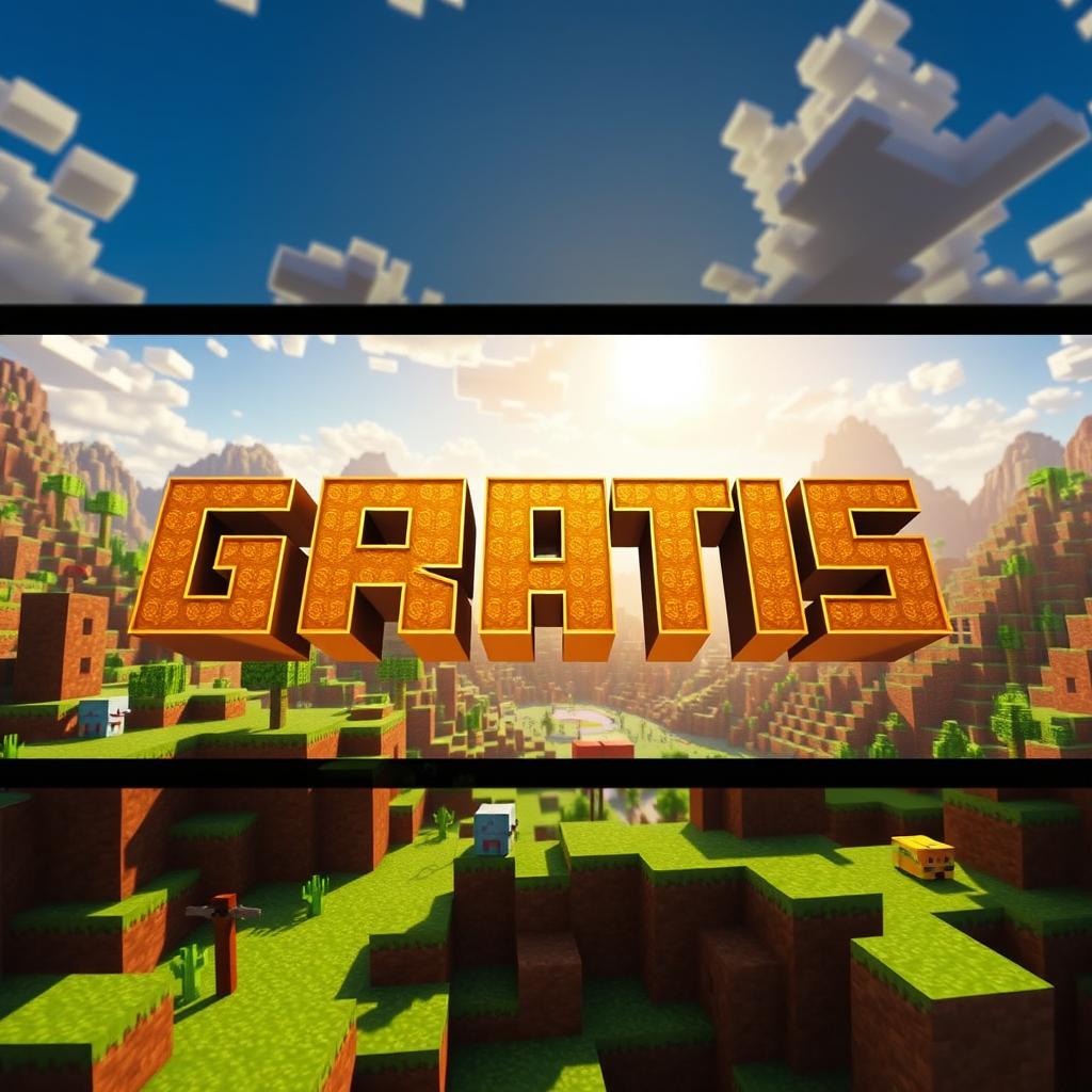 Animated YouTube thumbnail featuring an exciting Minecraft world with vibrant, blocky landscapes