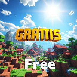 Animated YouTube thumbnail featuring an exciting Minecraft world with vibrant, blocky landscapes