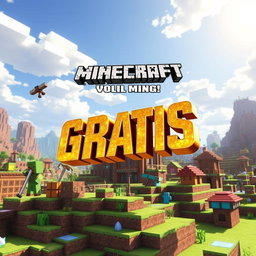 Animated YouTube thumbnail featuring an exciting Minecraft world with vibrant, blocky landscapes