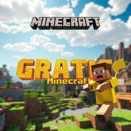 Animated YouTube thumbnail featuring an exciting Minecraft world with vibrant, blocky landscapes