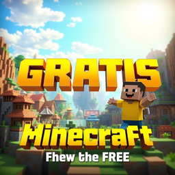 Animated YouTube thumbnail featuring an exciting Minecraft world with vibrant, blocky landscapes