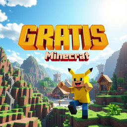 Animated YouTube thumbnail featuring an exciting Minecraft world with vibrant, blocky landscapes