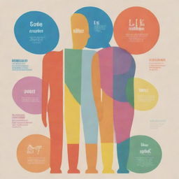 Create a visually striking and informative poster about Gender, Sex, and Sexuality. The design should be inclusive and respectful, promoting understanding and equality.