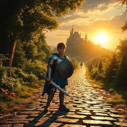 An enchanting medieval adventure featuring a young apprentice paladin on a quest