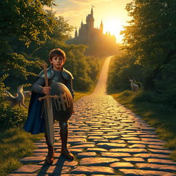 An enchanting medieval adventure featuring a young apprentice paladin on a quest