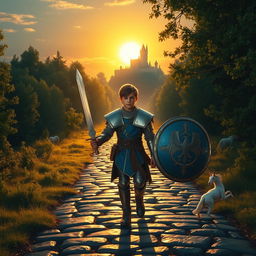 An enchanting medieval adventure featuring a young apprentice paladin on a quest