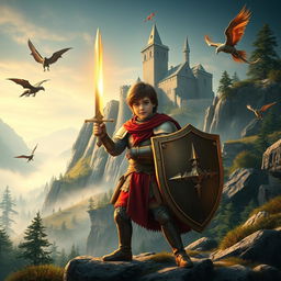 A grand medieval adventure featuring a young apprentice paladin on a heroic quest