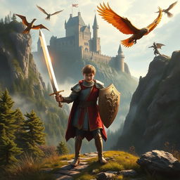 A grand medieval adventure featuring a young apprentice paladin on a heroic quest