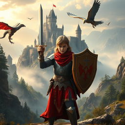 A grand medieval adventure featuring a young apprentice paladin on a heroic quest