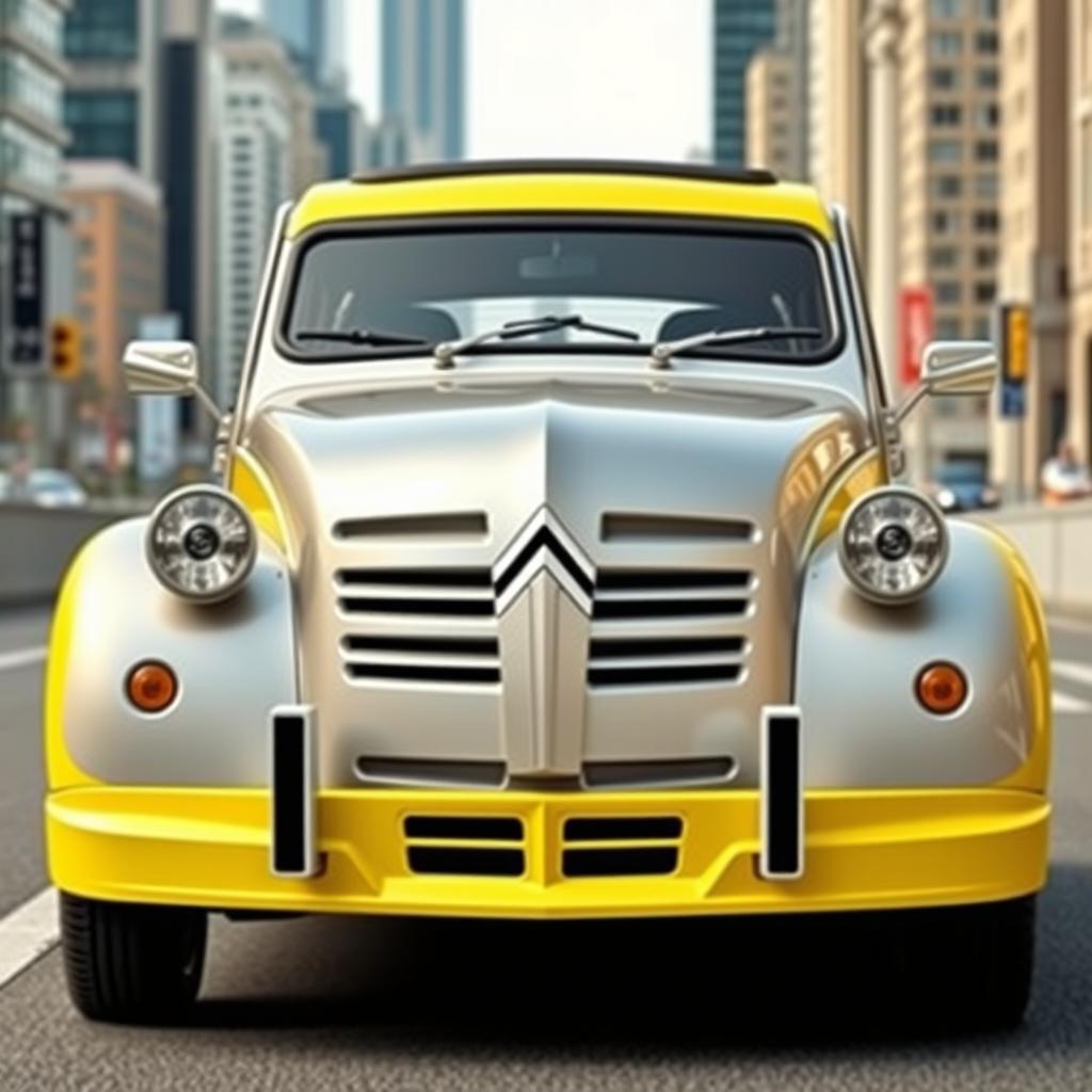 A modern reinterpretation of the classic Citroën 2CV, blending iconic vintage design elements with a contemporary twist