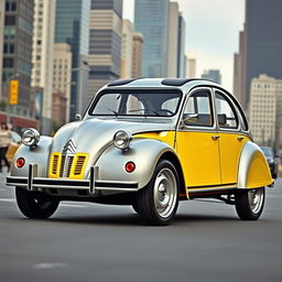 A modern reinterpretation of the classic Citroën 2CV, blending iconic vintage design elements with a contemporary twist