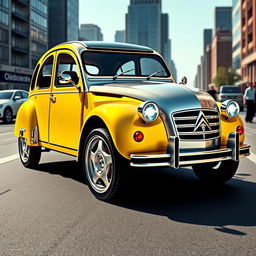 A modern reinterpretation of the classic Citroën 2CV, blending iconic vintage design elements with a contemporary twist