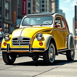 A modern reinterpretation of the classic Citroën 2CV, blending iconic vintage design elements with a contemporary twist