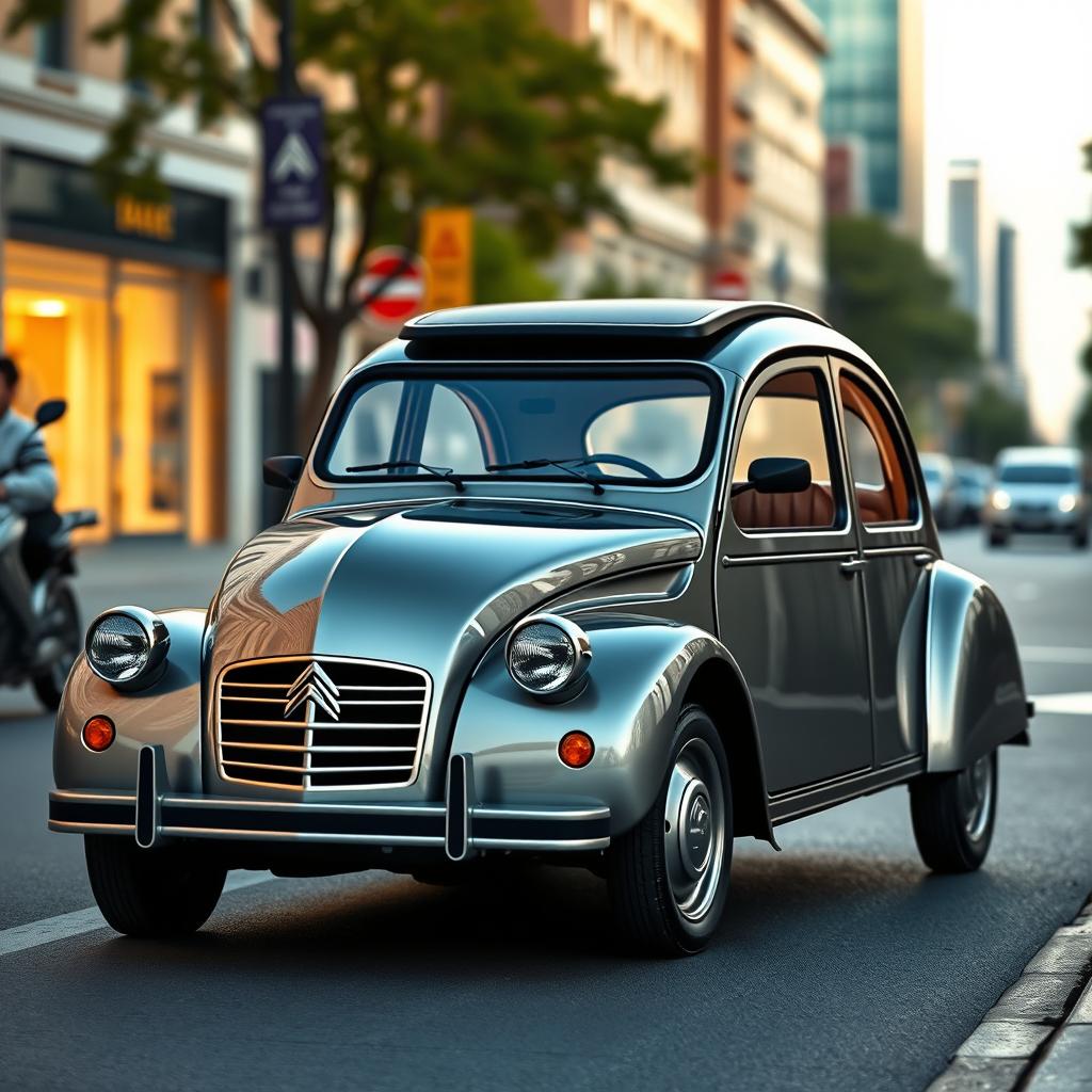 A modern reinterpretation of the classic Citroen 2CV, blending vintage charm with contemporary design features