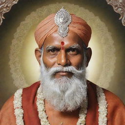 Modify the image of Narad Muni, ensuring he is clean-shaven with no facial hair, beard, or moustache, while maintaining his youthful appearance, veena, and the aura of divine wisdom.