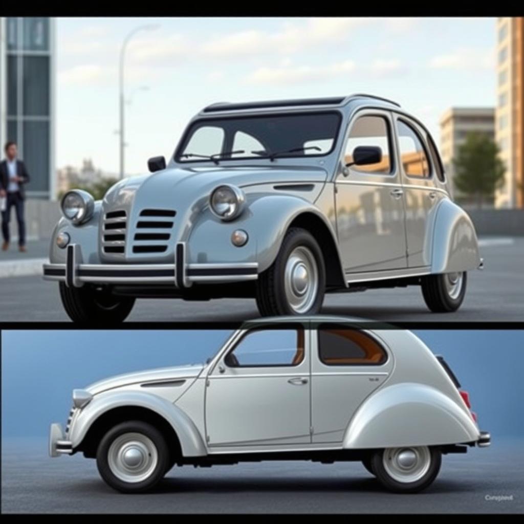 A modernized version of the classic Citroen 2CV, showcasing a perfect blend of nostalgic charm and modern automotive technology