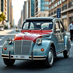 A modernized version of the classic Citroen 2CV, showcasing a perfect blend of nostalgic charm and modern automotive technology