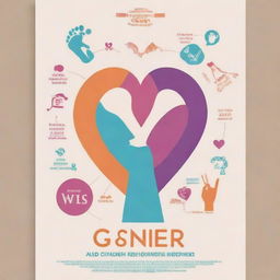 Create a inspiring and informative poster centered around the themes of gender and sex. It should encourage positive dialogue and engage the viewer with a visually stimulating design.