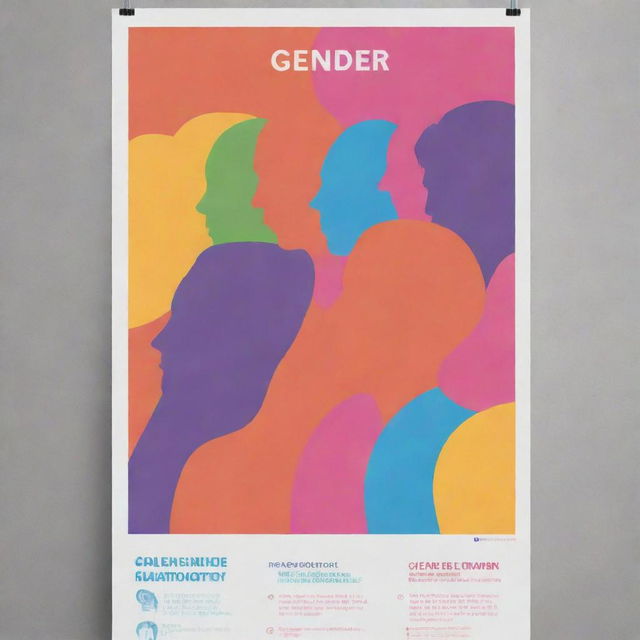 Create a inspiring and informative poster centered around the themes of gender and sex. It should encourage positive dialogue and engage the viewer with a visually stimulating design.