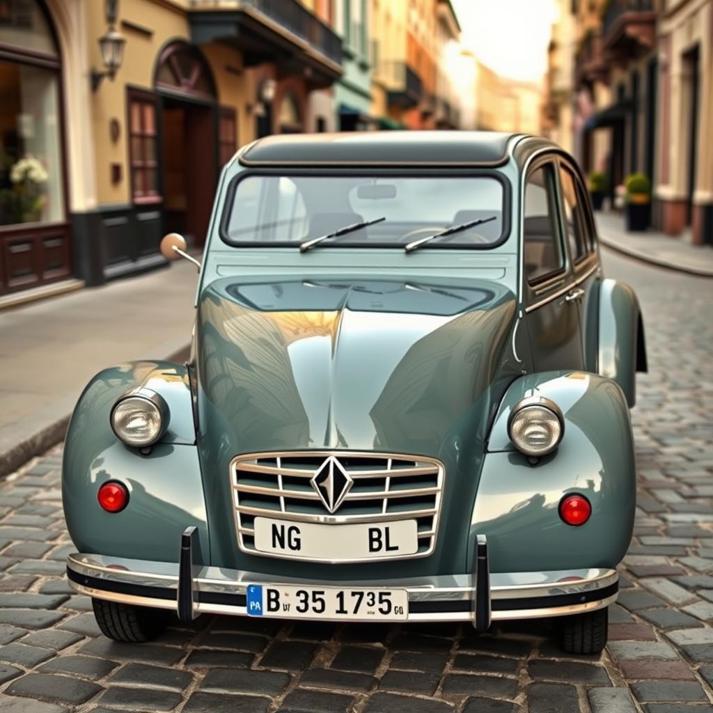 A beautifully restored vintage Citroen 2CV, showcasing its classic elegance and charm