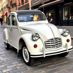 A beautifully restored vintage Citroen 2CV, showcasing its classic elegance and charm