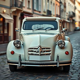 A beautifully restored vintage Citroen 2CV, showcasing its classic elegance and charm