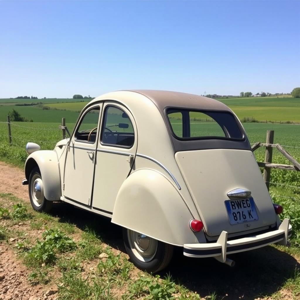 A vintage Citroen 2CV, capturing the timeless style and nostalgia of this iconic vehicle