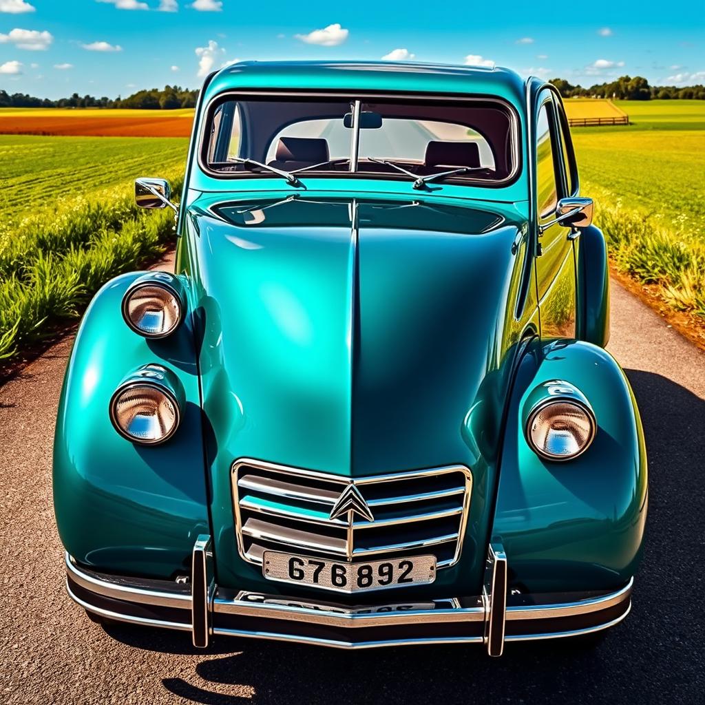 A beautifully restored and modernized Citroen 2CV, blending classic vintage elements with contemporary modifications