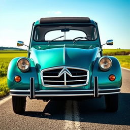 A beautifully restored and modernized Citroen 2CV, blending classic vintage elements with contemporary modifications