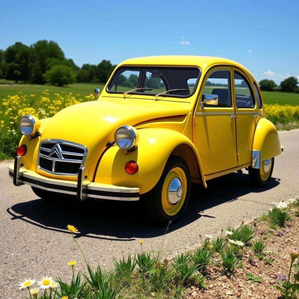 A beautifully restored Citroen 2CV, maintaining its iconic vintage charm with a modern twist