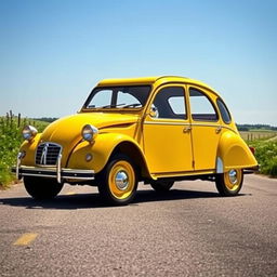 A beautifully restored Citroen 2CV, maintaining its iconic vintage charm with a modern twist