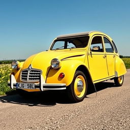 A beautifully restored Citroen 2CV, maintaining its iconic vintage charm with a modern twist