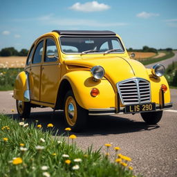 A beautifully restored Citroen 2CV, maintaining its iconic vintage charm with a modern twist