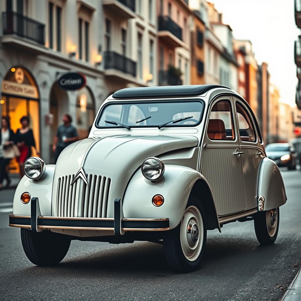 A modern reinterpretation of the Citroen 2CV, blending vintage charm with contemporary design elements