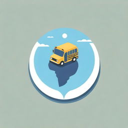 Design a podcast logo featuring a school bus filled with children, positioned on a map that depicts the different empires of Mesopotamia. The logo should prominently display the phrase 'Trip through Mesopotamia'.