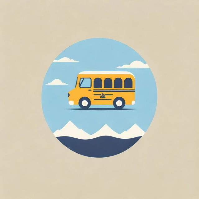 Design a podcast logo featuring a school bus filled with children, positioned on a map that depicts the different empires of Mesopotamia. The logo should prominently display the phrase 'Trip through Mesopotamia'.