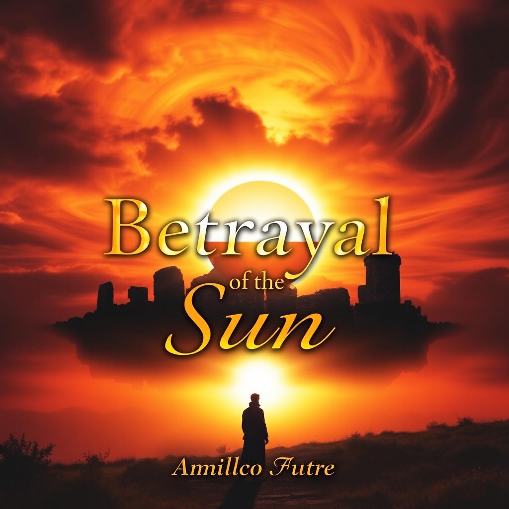 A dramatic and captivating cover for a book titled "Betrayal of the Sun"