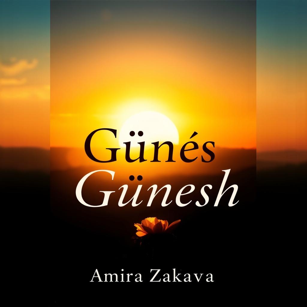 A visually striking cover for a book titled "Güneş" by Amira Zakaeva