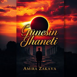 An evocative cover for a book titled "Güneşin İhaneti" by Amira Zakaeva