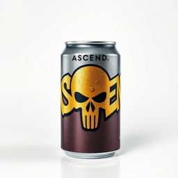 A soda can featuring graffiti with the word "ASCEND" in bold, dynamic lettering on the surface