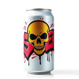 A soda can featuring graffiti with the word "ASCEND" in bold, dynamic lettering on the surface