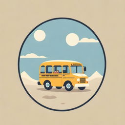 Design a podcast logo featuring a school bus journeying atop an vintage-style map. The phrase 'TRIP THROUGH MESOPOTAMIA' should be prominently written on the school bus.