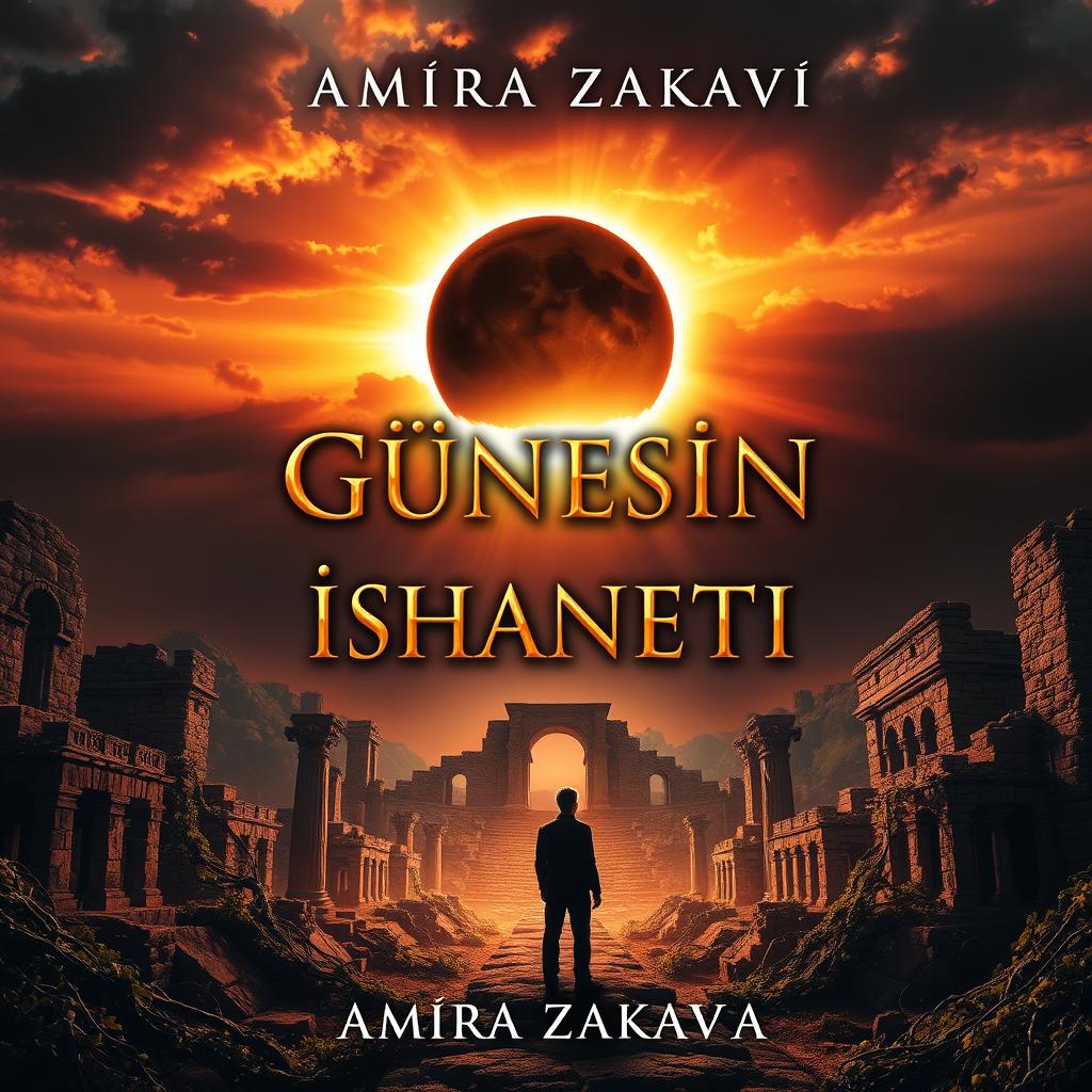 A square, visually compelling book cover for "Güneşin İhaneti" by Amira Zakaeva, sized 1000x1000 pixels