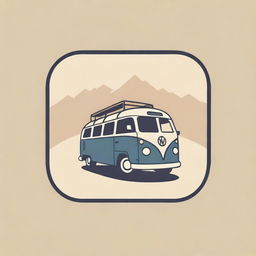 Design a podcast logo featuring a vintage bus situated on an antique-style map as the background.