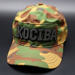 A tactical military cap featuring the word "KOCIBA" embroidered on the front