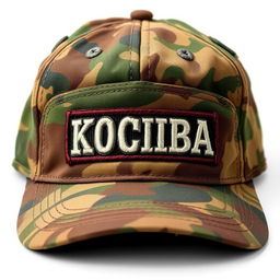 A tactical military cap featuring the word "KOCIBA" embroidered on the front