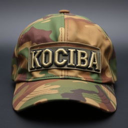 A tactical military cap featuring the word "KOCIBA" embroidered on the front