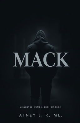 Vague, simple, minimalist dark book cover design featuring the back view of a man in a hoodie