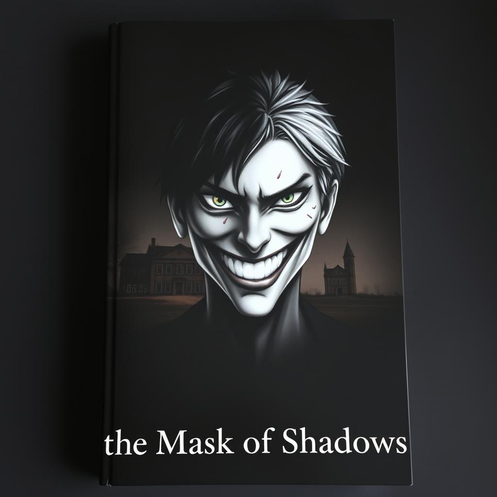 A book cover with a pitch-black background, creating a dark and eerie atmosphere